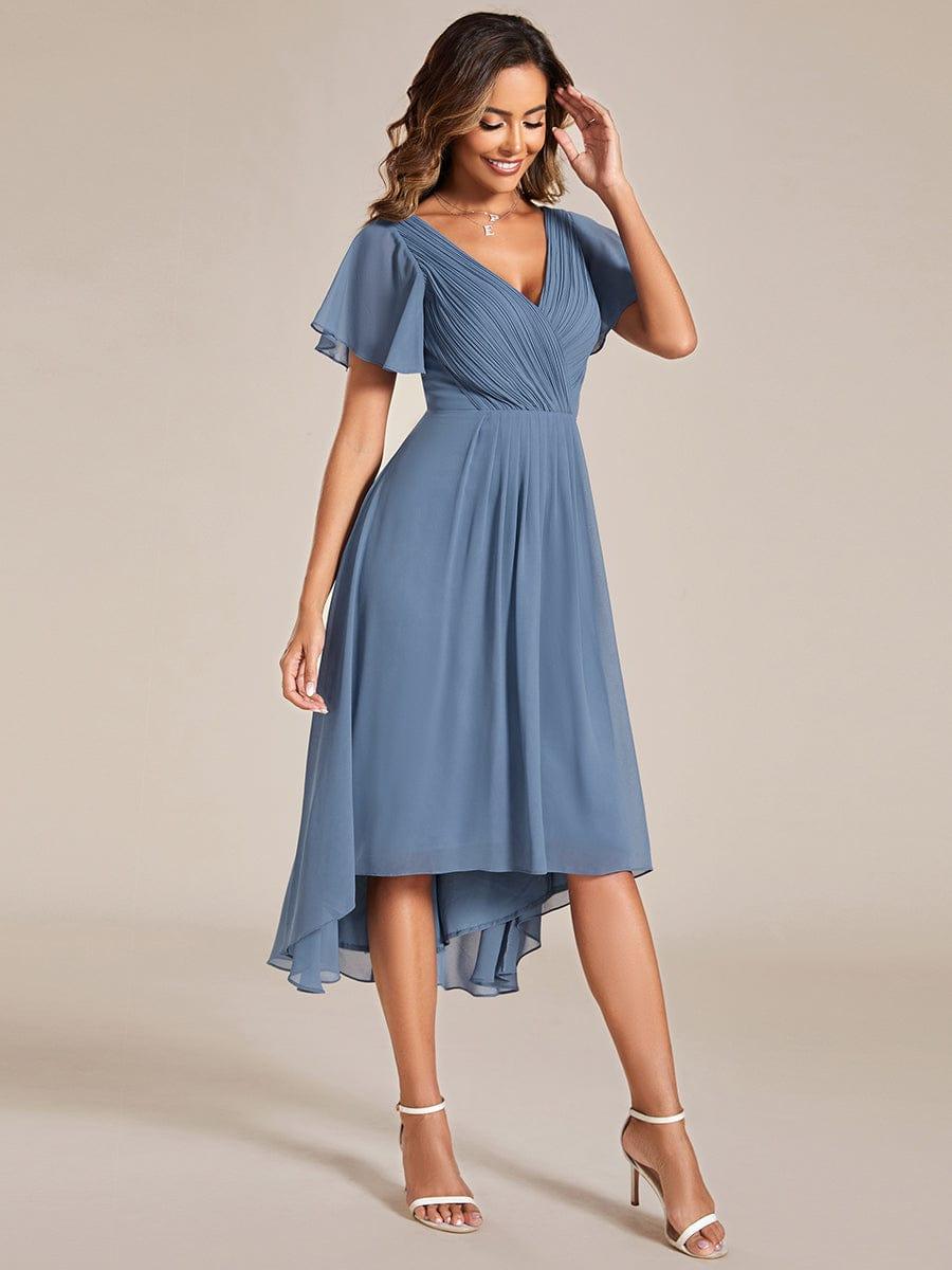 ever FAYE|Chic V Neck High-Low Wedding Guest Dress