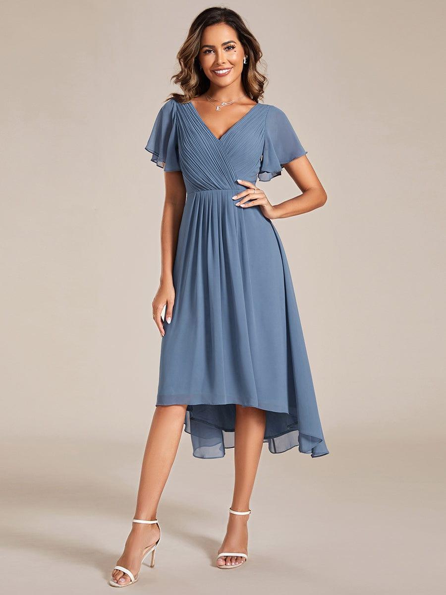 ever FAYE|Chic V Neck High-Low Wedding Guest Dress