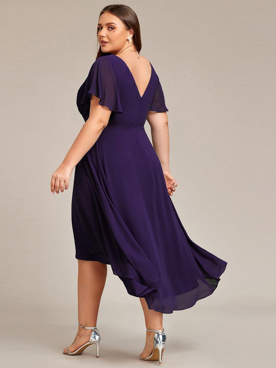 pretty FAYE|Plus Size V-Neck High-Low Chiffon Wedding Guest Dress