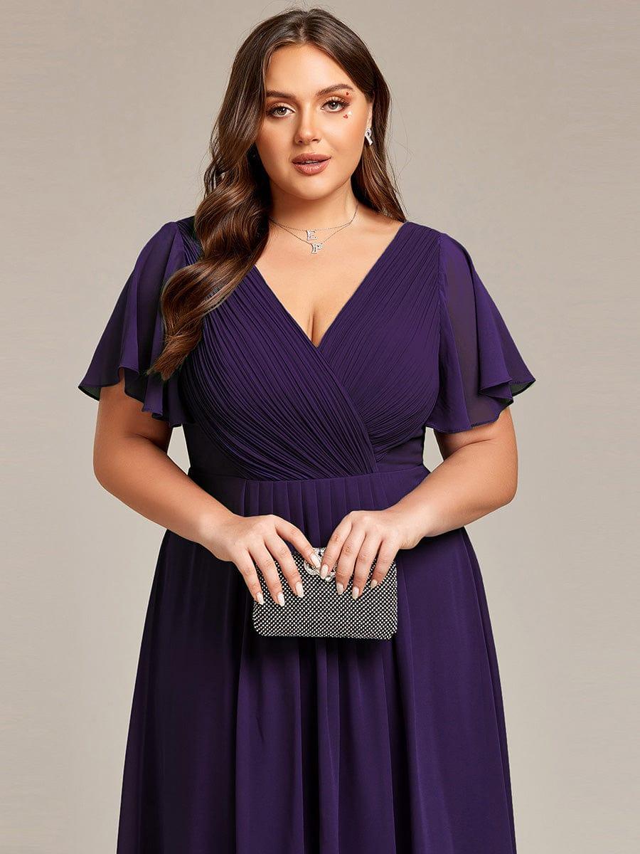 ever FAYE|Chic V Neck High-Low Wedding Guest Dress