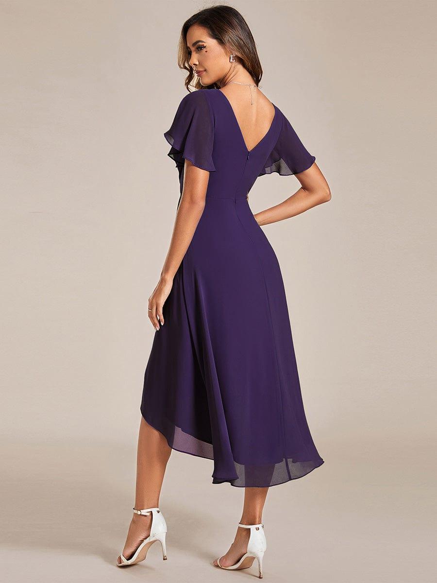 ever FAYE|Chic V Neck High-Low Wedding Guest Dress