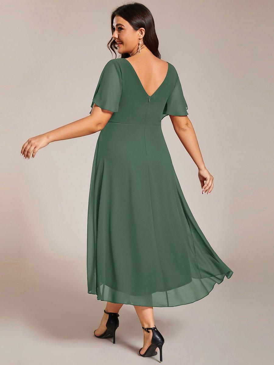 ever FAYE|Chic V Neck High-Low Wedding Guest Dress