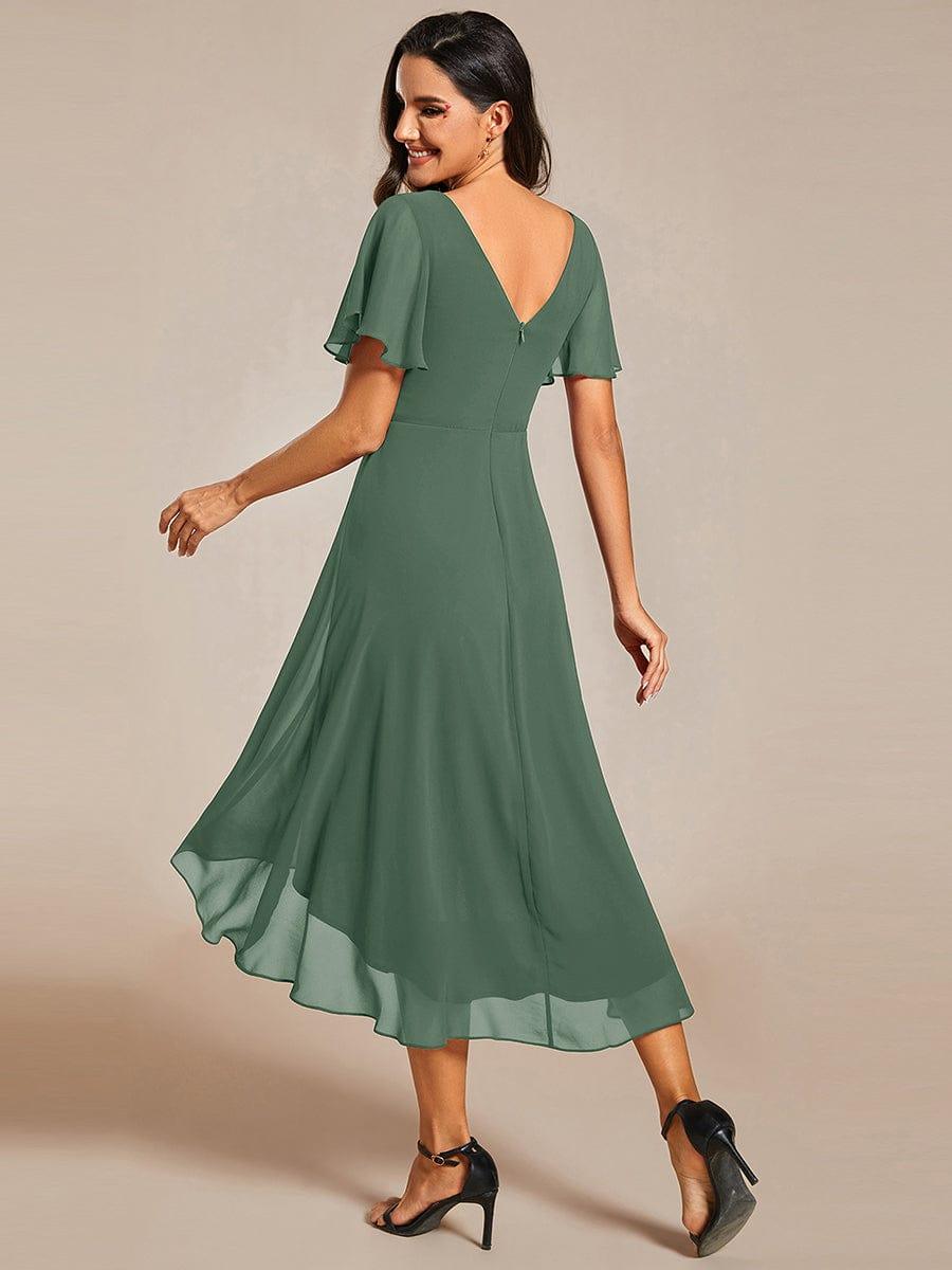 ever FAYE|Chic V Neck High-Low Wedding Guest Dress