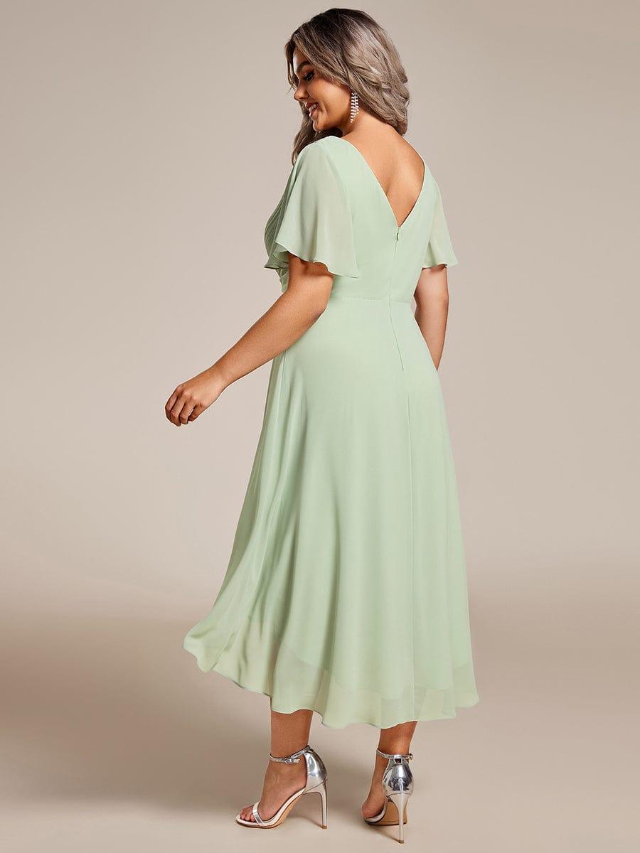 ever FAYE|Chic V Neck High-Low Wedding Guest Dress