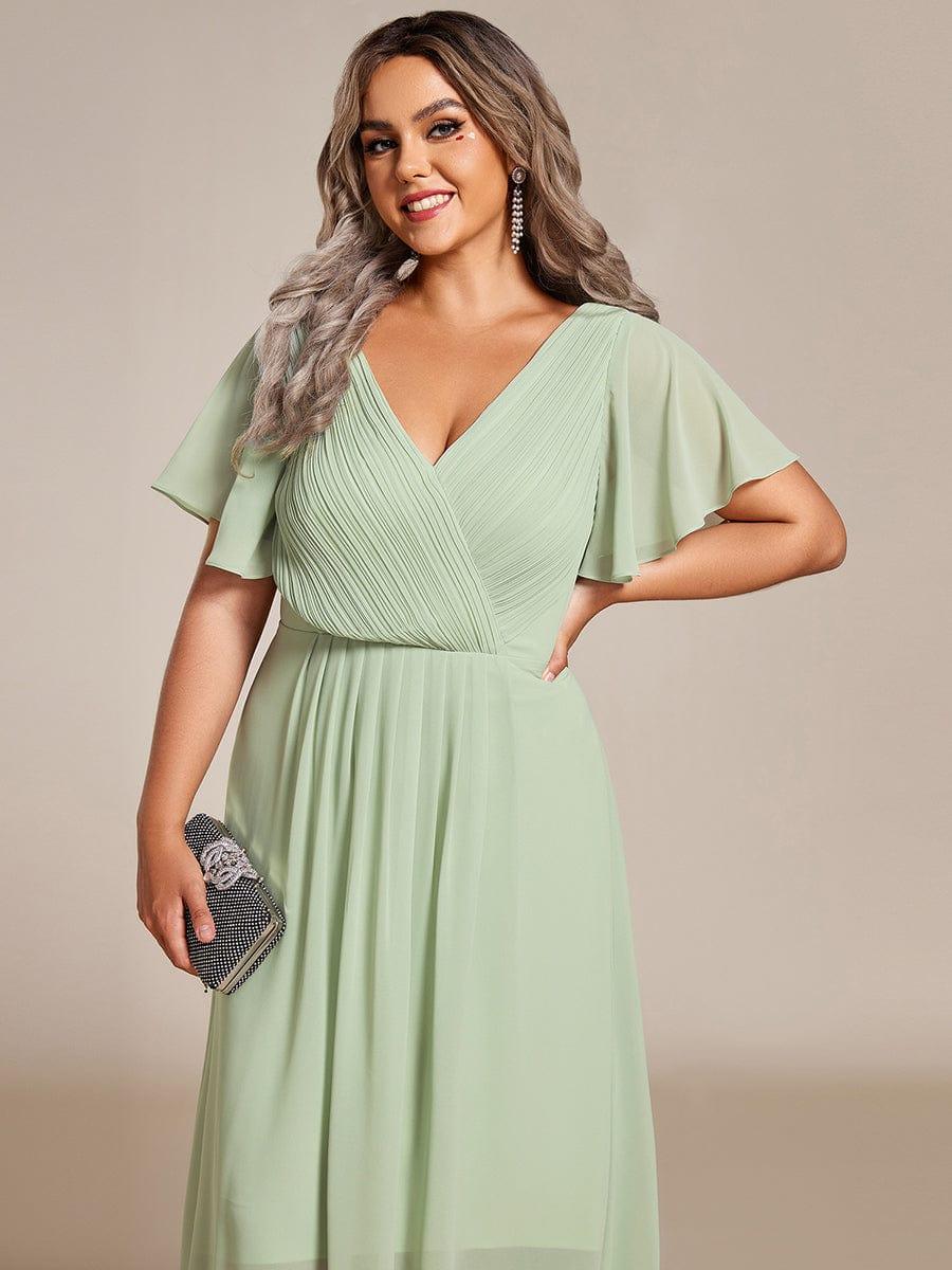 ever FAYE|Chic V Neck High-Low Wedding Guest Dress