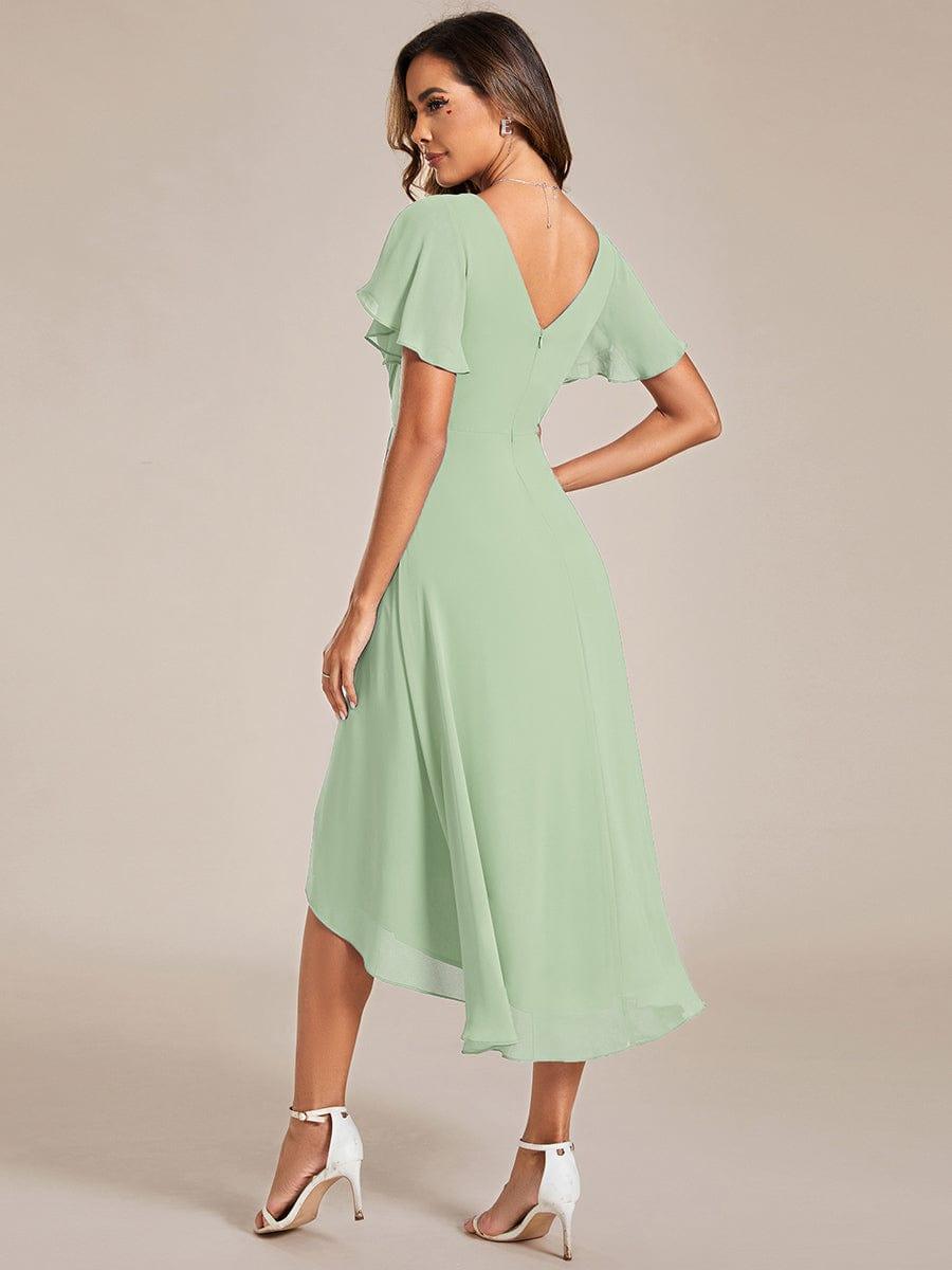 ever FAYE|Chic V Neck High-Low Wedding Guest Dress