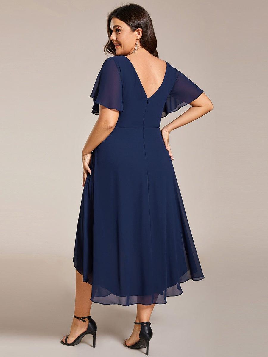 ever FAYE|Chic V Neck High-Low Wedding Guest Dress