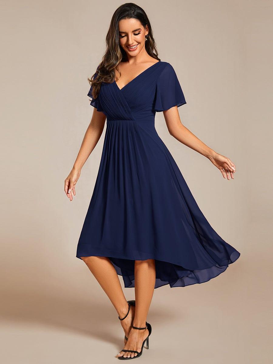 ever FAYE|Chic V Neck High-Low Wedding Guest Dress