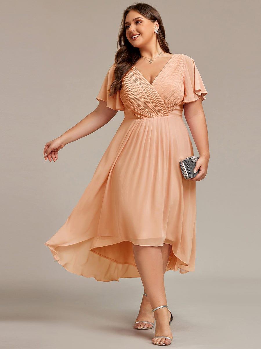 ever FAYE|Chic V Neck High-Low Wedding Guest Dress