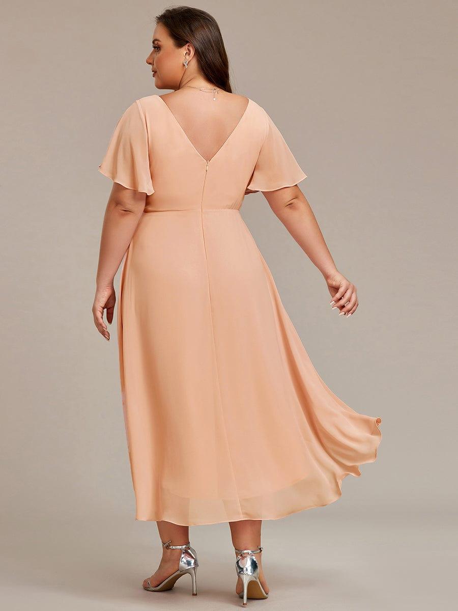 ever FAYE|Chic V Neck High-Low Wedding Guest Dress