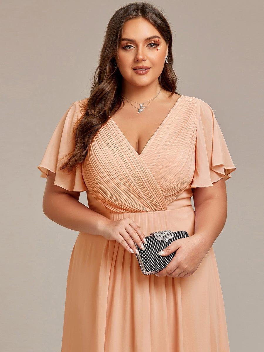 ever FAYE|Chic V Neck High-Low Wedding Guest Dress