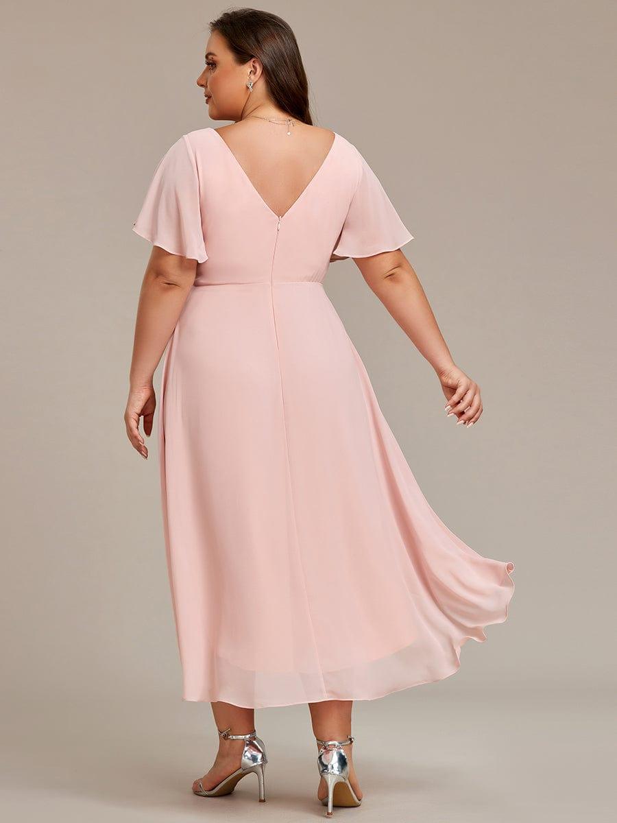 pretty FAYE|Plus Size V-Neck High-Low Chiffon Wedding Guest Dress
