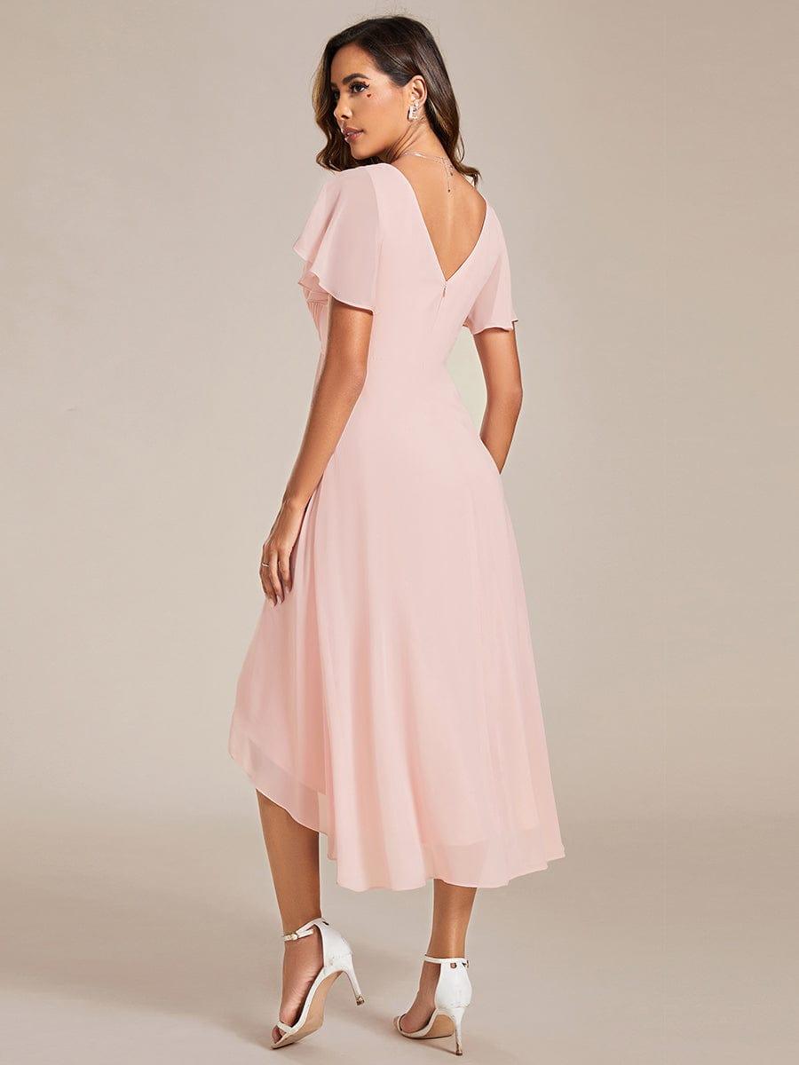 ever FAYE|Chic V Neck High-Low Wedding Guest Dress