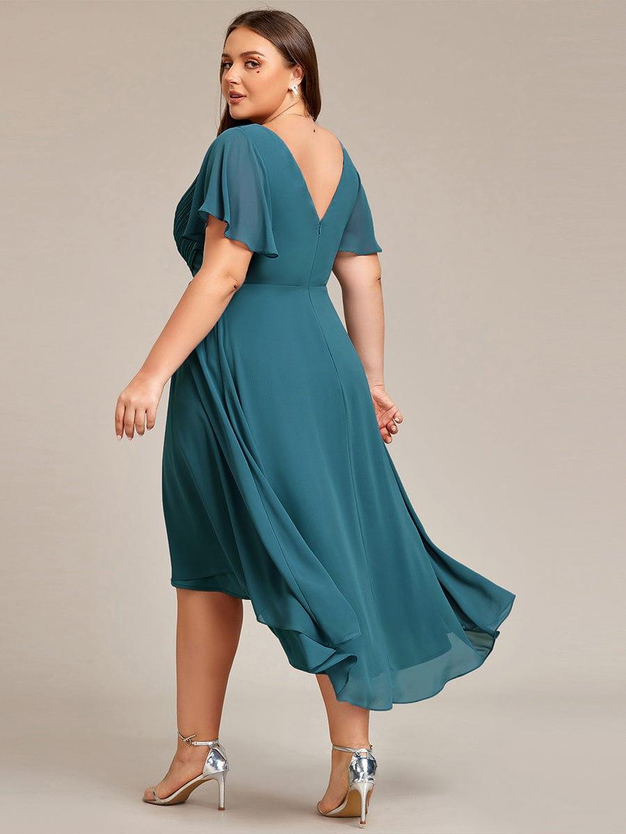 pretty FAYE|Plus Size V-Neck High-Low Chiffon Wedding Guest Dress