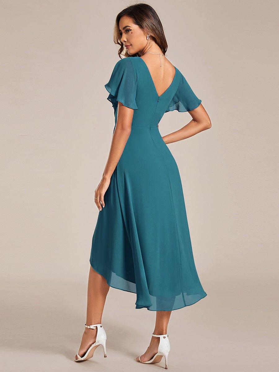 ever FAYE|Chic V Neck High-Low Wedding Guest Dress