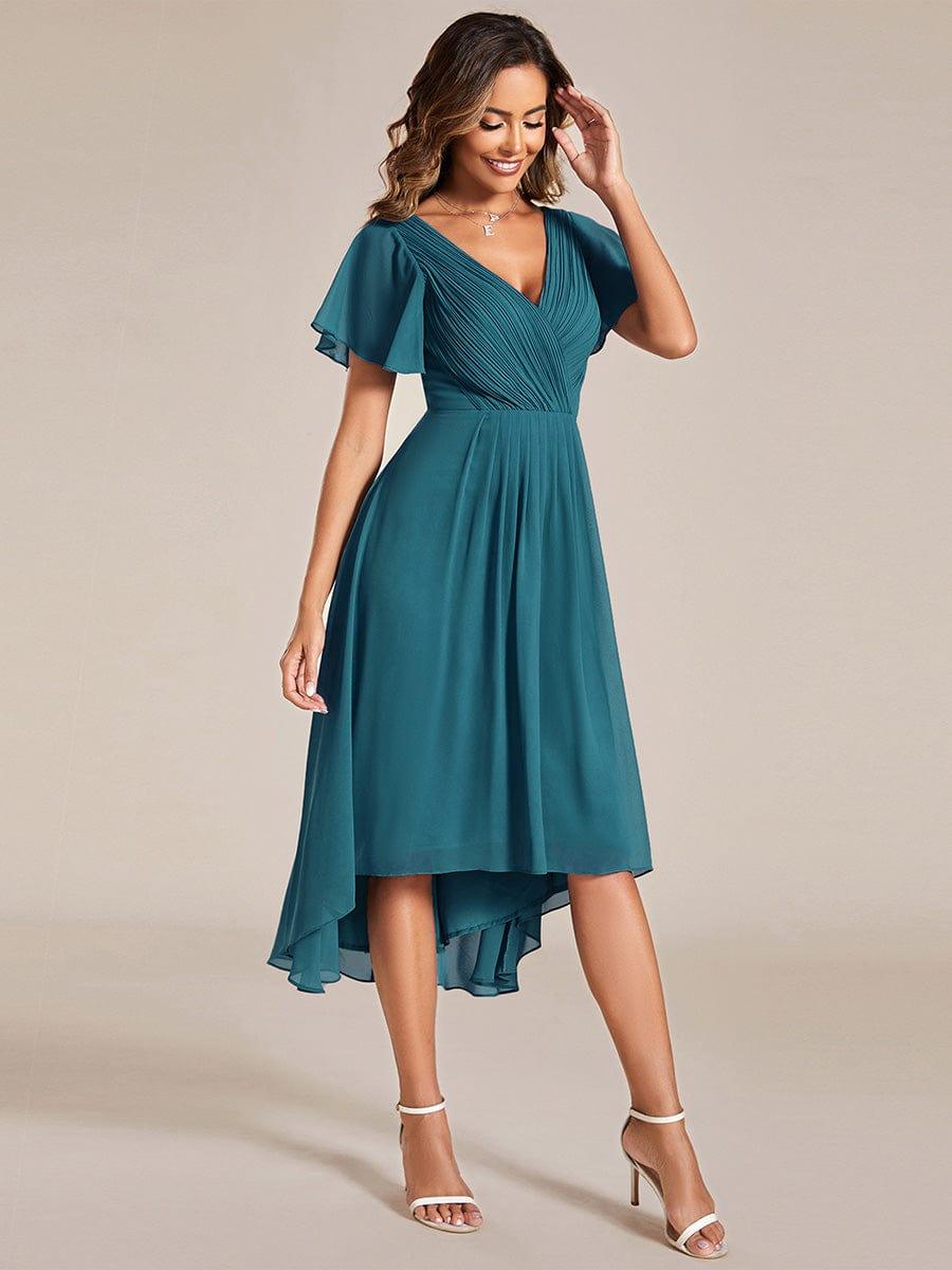 ever FAYE|Chic V Neck High-Low Wedding Guest Dress