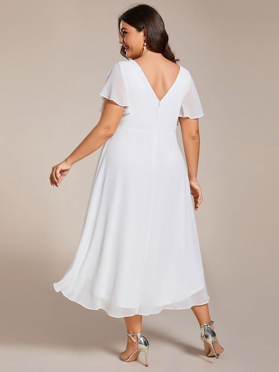 pretty FAYE|Plus Size V-Neck High-Low Chiffon Wedding Guest Dress