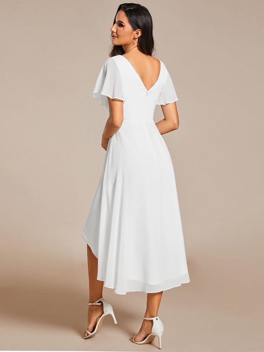 ever FAYE|Chic V Neck High-Low Wedding Guest Dress