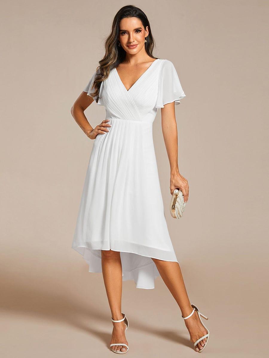 ever FAYE|Chic V Neck High-Low Wedding Guest Dress