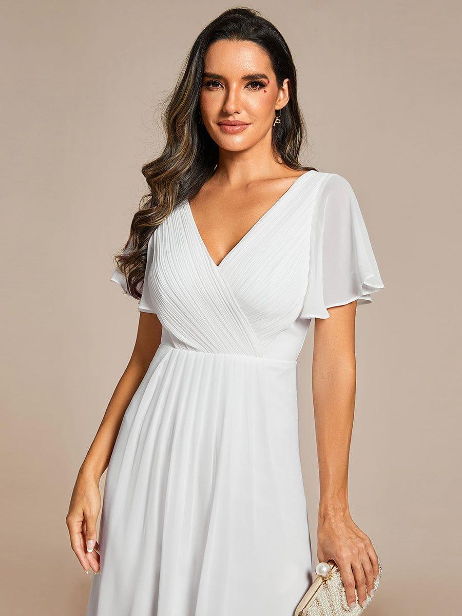 ever FAYE|Chic V Neck High-Low Wedding Guest Dress