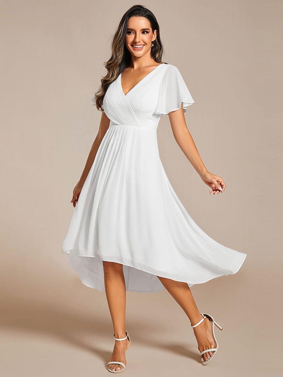 ever FAYE|Chic V Neck High-Low Wedding Guest Dress