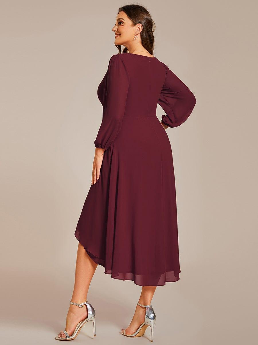ever BRIAR|Elegant 3/4 Sleeve V-Neck High Low Chiffon Wedding Guest Dress