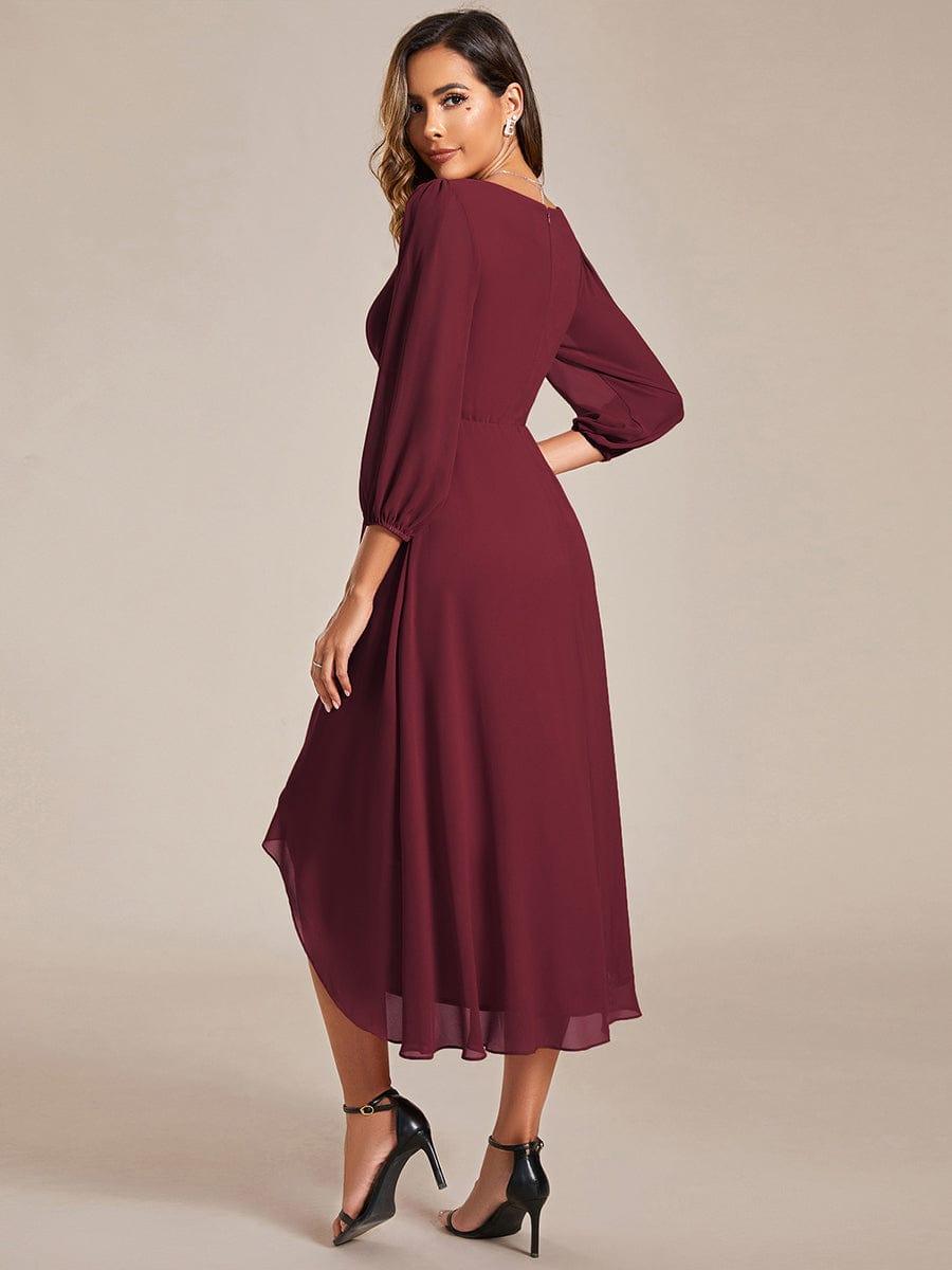 ever BRIAR|Elegant 3/4 Sleeve V-Neck High Low Chiffon Wedding Guest Dress