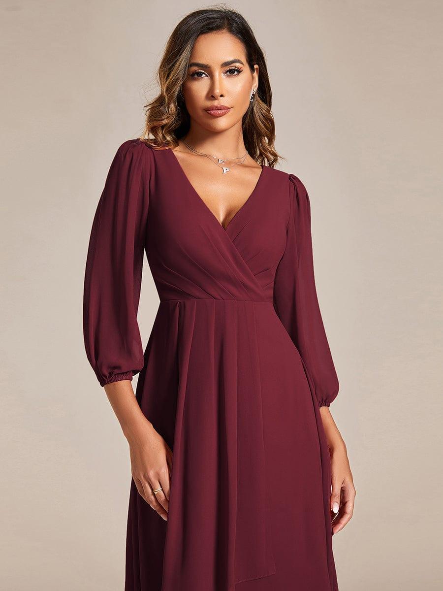 ever BRIAR|Elegant 3/4 Sleeve V-Neck High Low Chiffon Wedding Guest Dress