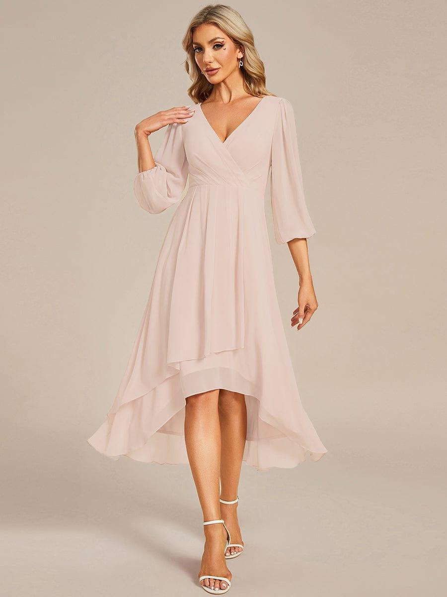ever BRIAR|Elegant 3/4 Sleeve V-Neck High Low Chiffon Wedding Guest Dress