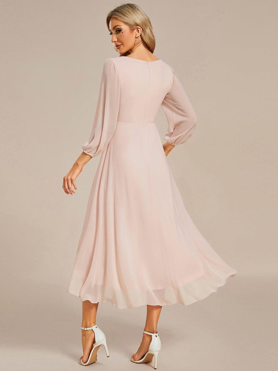 ever BRIAR|Elegant 3/4 Sleeve V-Neck High Low Chiffon Wedding Guest Dress