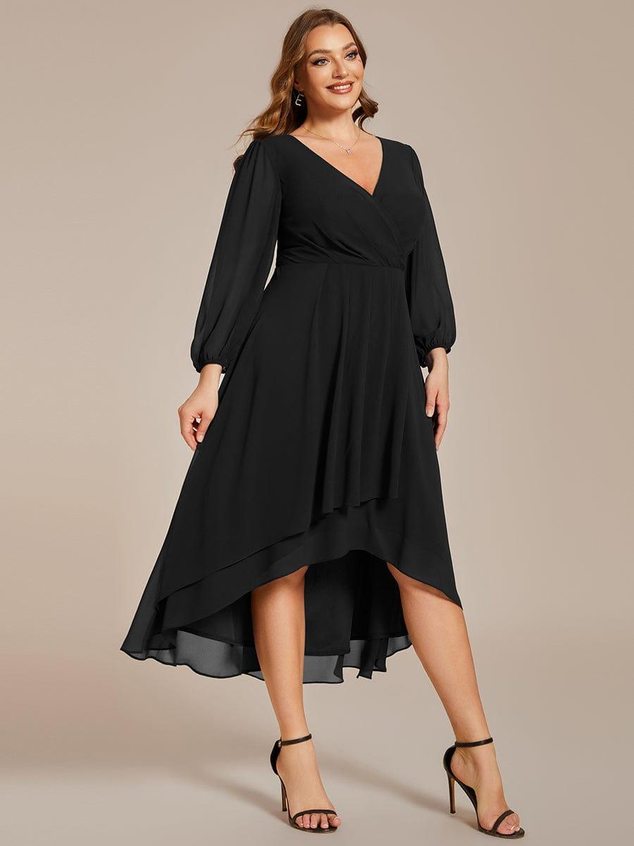 ever BRIAR|Elegant 3/4 Sleeve V-Neck High Low Chiffon Wedding Guest Dress