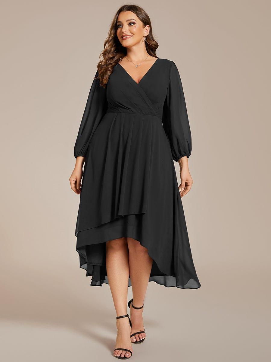 ever BRIAR|Elegant 3/4 Sleeve V-Neck High Low Chiffon Wedding Guest Dress