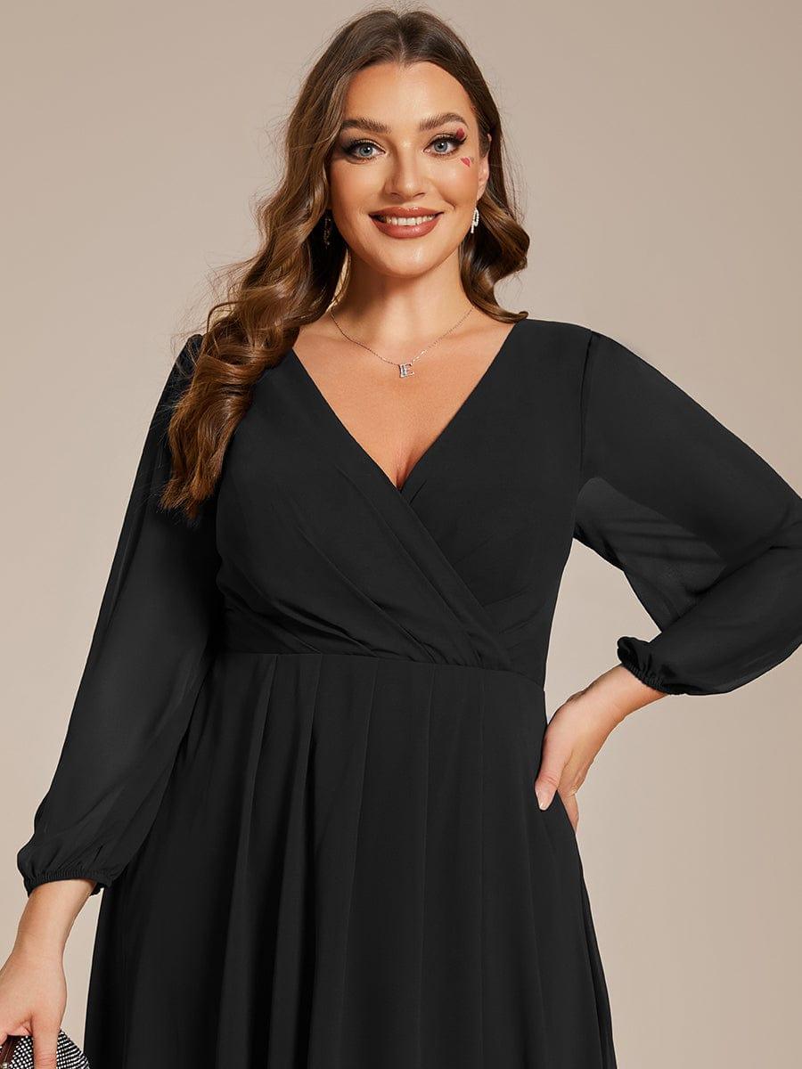 ever BRIAR|Elegant 3/4 Sleeve V-Neck High Low Chiffon Wedding Guest Dress