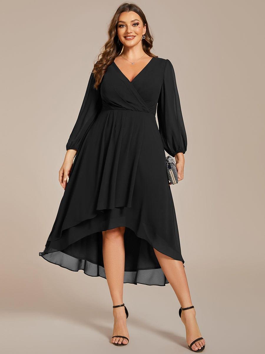 ever BRIAR|Elegant 3/4 Sleeve V-Neck High Low Chiffon Wedding Guest Dress