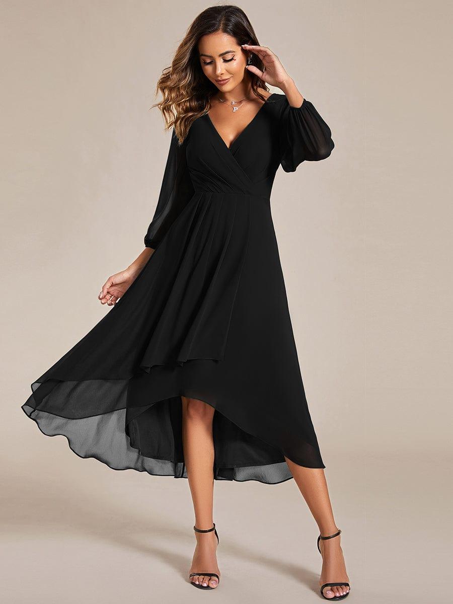 ever BRIAR|Elegant 3/4 Sleeve V-Neck High Low Chiffon Wedding Guest Dress