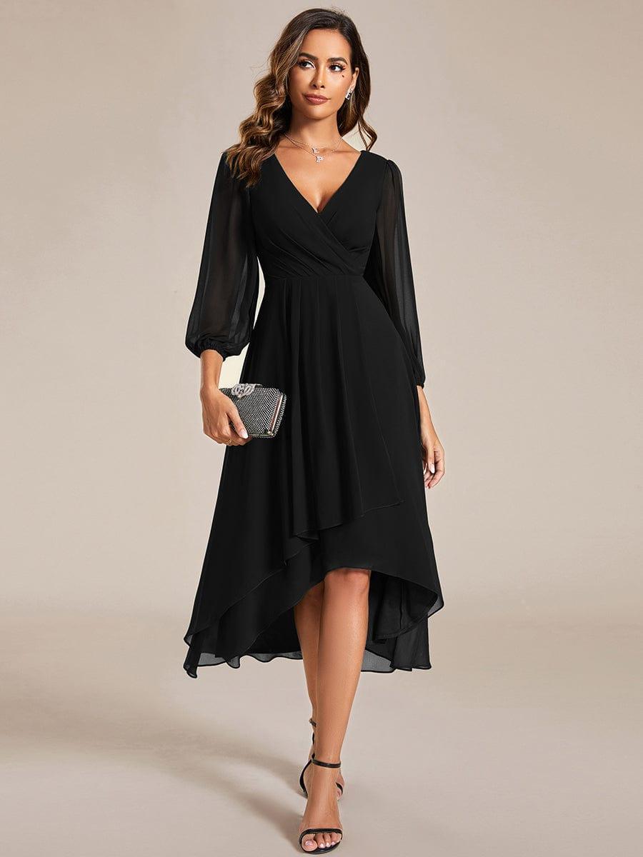 ever BRIAR|Elegant 3/4 Sleeve V-Neck High Low Chiffon Wedding Guest Dress