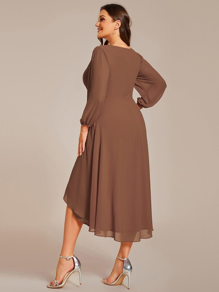 ever BRIAR|Elegant 3/4 Sleeve V-Neck High Low Chiffon Wedding Guest Dress
