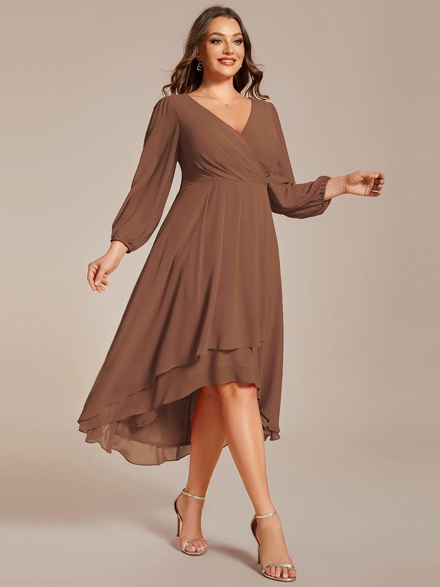ever BRIAR|Elegant 3/4 Sleeve V-Neck High Low Chiffon Wedding Guest Dress