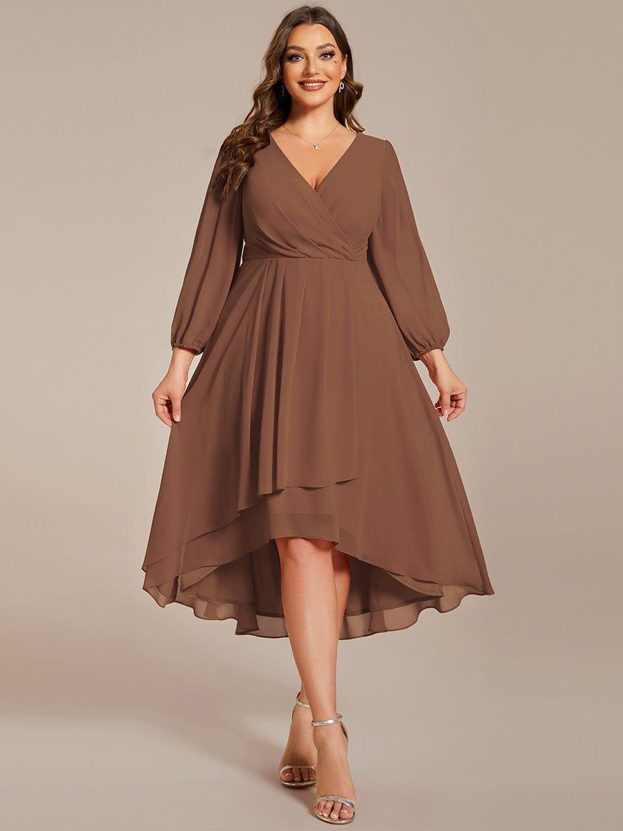 ever BRIAR|Elegant 3/4 Sleeve V-Neck High Low Chiffon Wedding Guest Dress