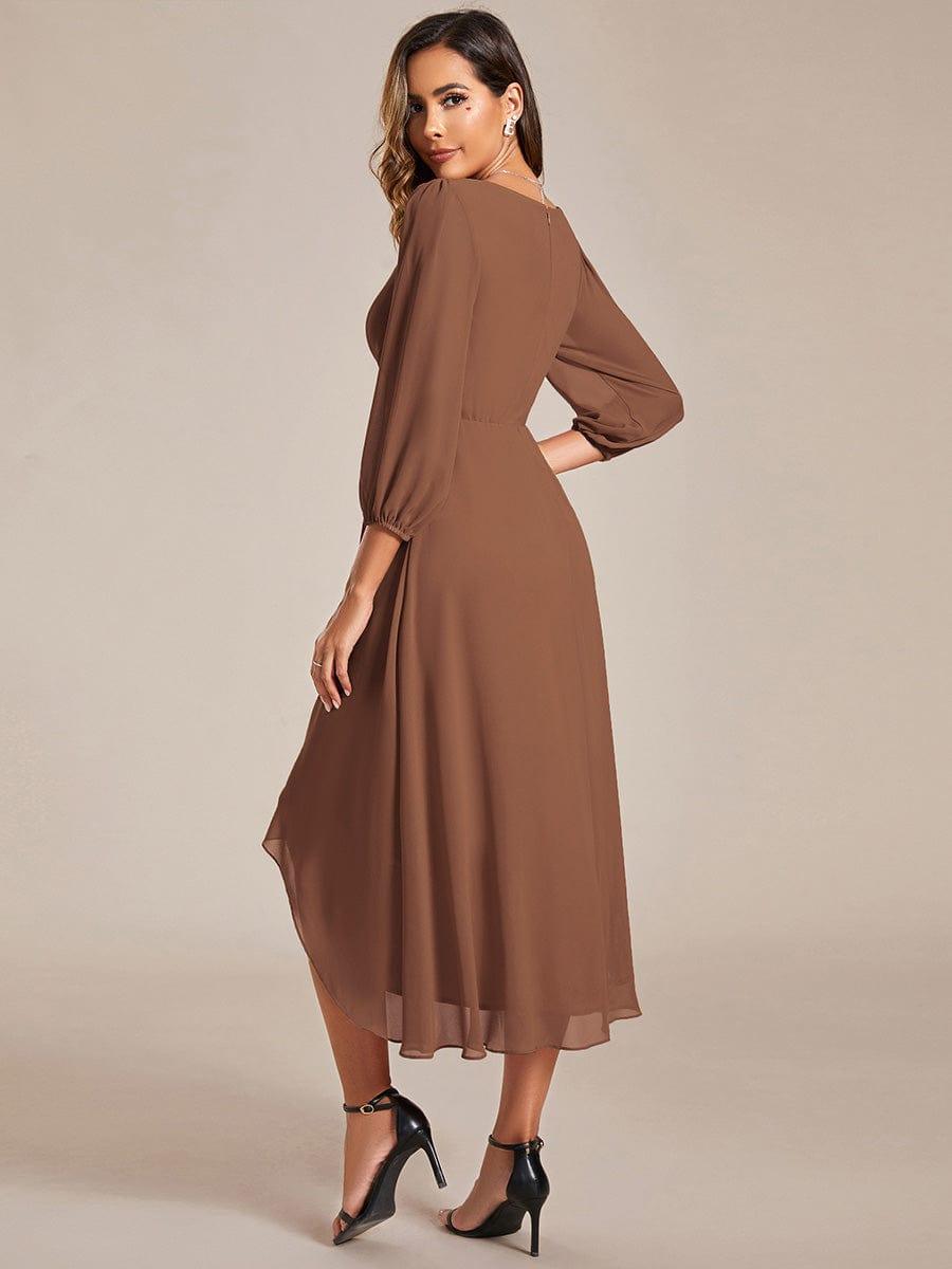ever BRIAR|Elegant 3/4 Sleeve V-Neck High Low Chiffon Wedding Guest Dress