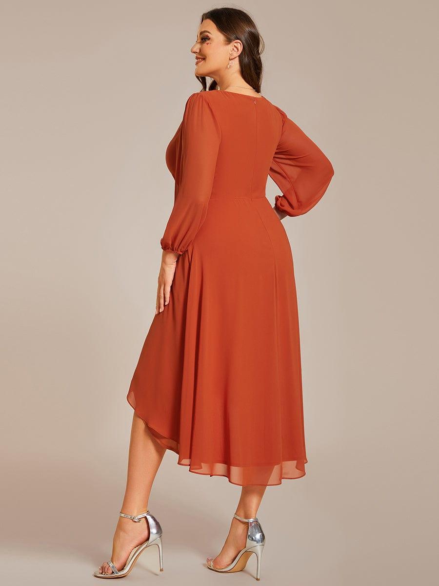 ever BRIAR|Elegant 3/4 Sleeve V-Neck High Low Chiffon Wedding Guest Dress