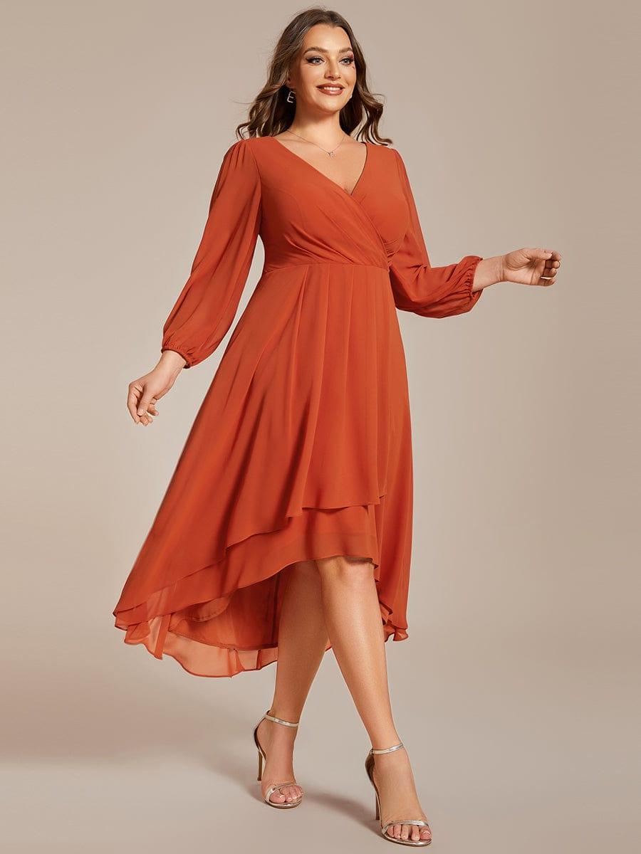 ever BRIAR|Elegant 3/4 Sleeve V-Neck High Low Chiffon Wedding Guest Dress