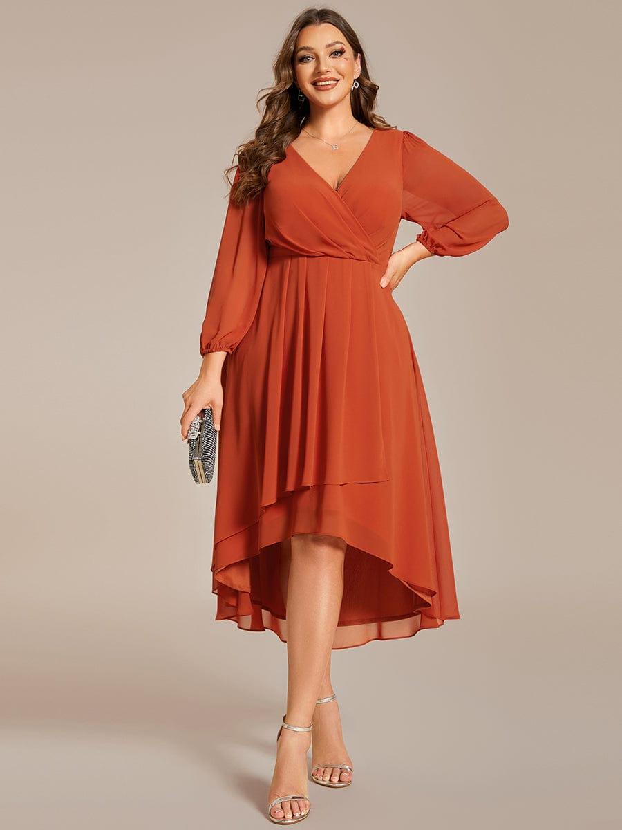 ever BRIAR|Elegant 3/4 Sleeve V-Neck High Low Chiffon Wedding Guest Dress