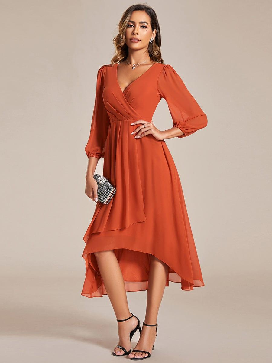 ever BRIAR|Elegant 3/4 Sleeve V-Neck High Low Chiffon Wedding Guest Dress