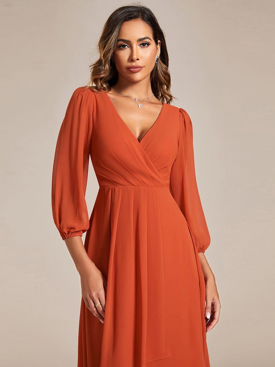ever BRIAR|Elegant 3/4 Sleeve V-Neck High Low Chiffon Wedding Guest Dress