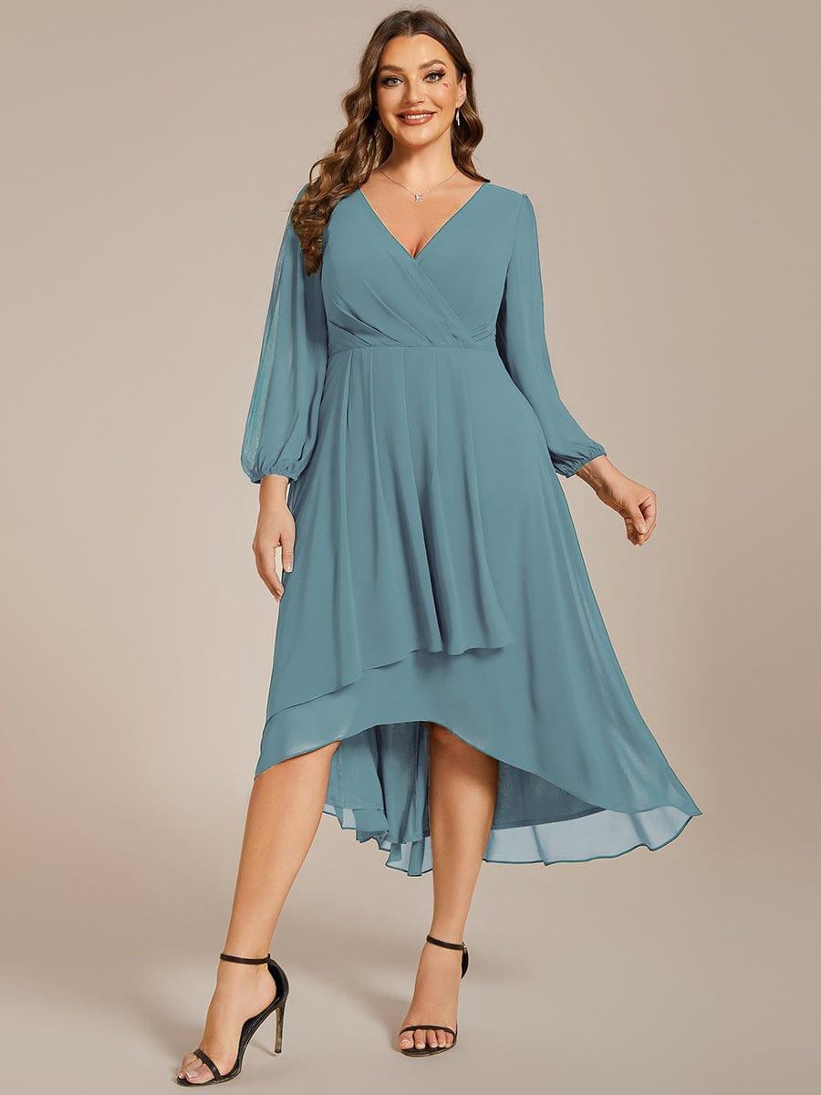 ever BRIAR|Elegant 3/4 Sleeve V-Neck High Low Chiffon Wedding Guest Dress