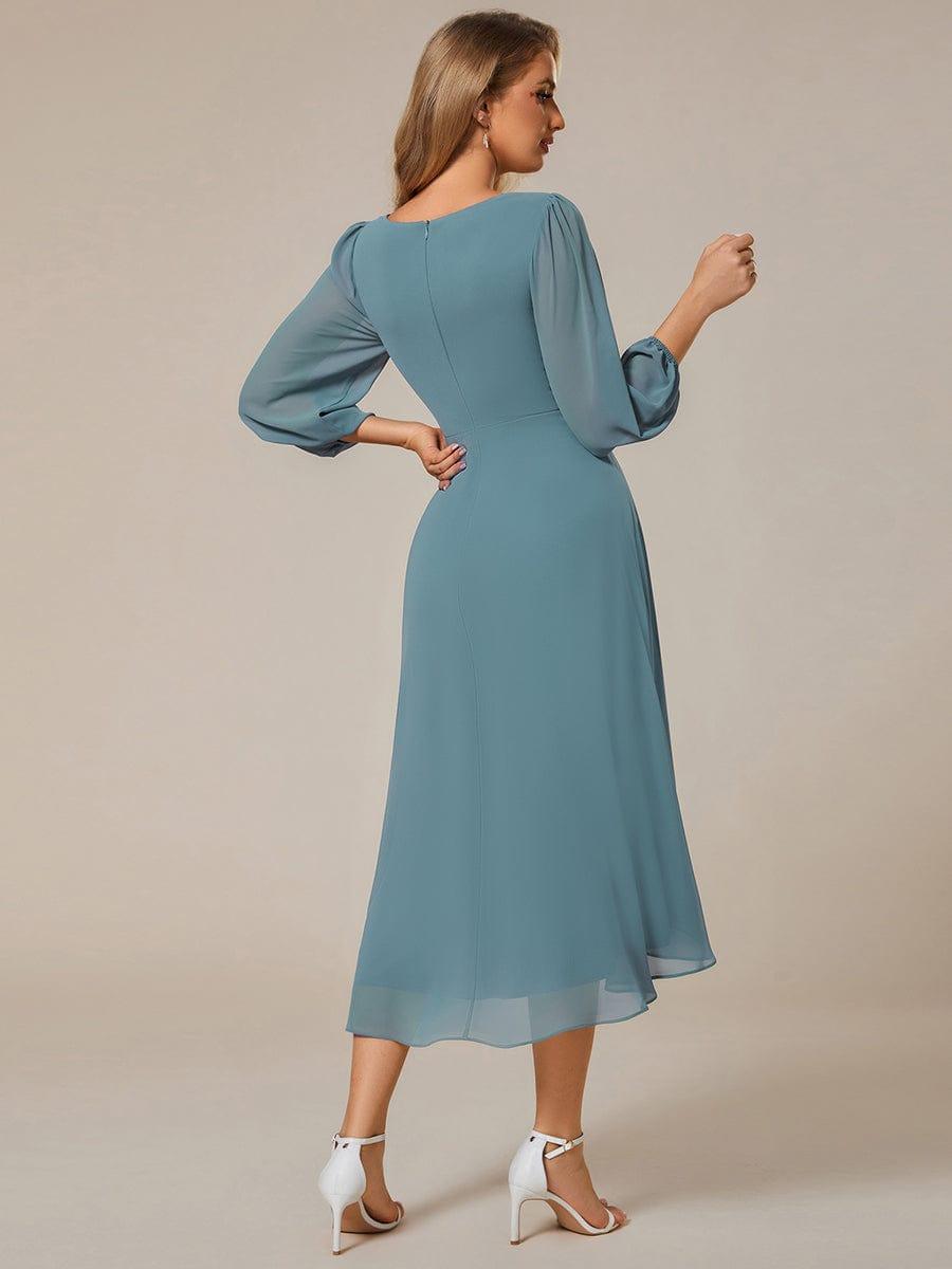 ever BRIAR|Elegant 3/4 Sleeve V-Neck High Low Chiffon Wedding Guest Dress