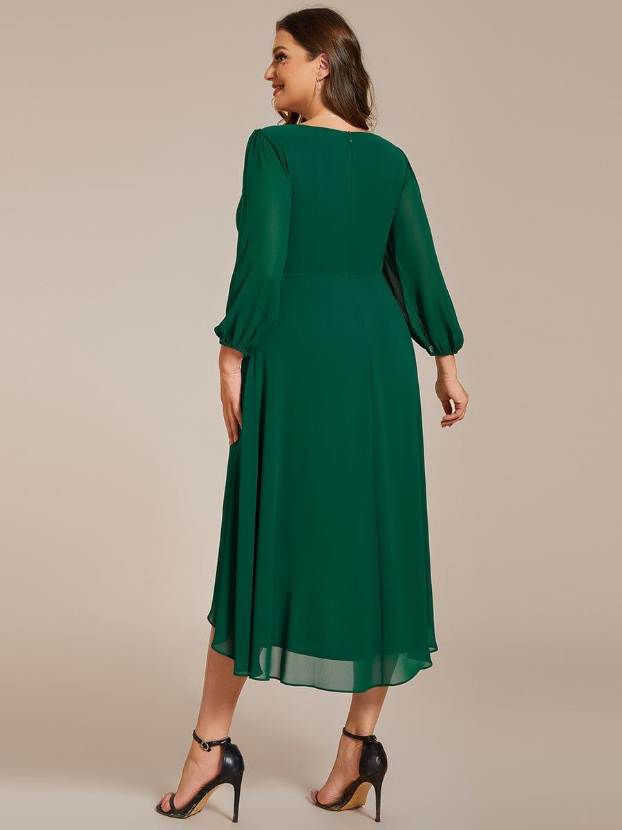 ever BRIAR|Elegant 3/4 Sleeve V-Neck High Low Chiffon Wedding Guest Dress