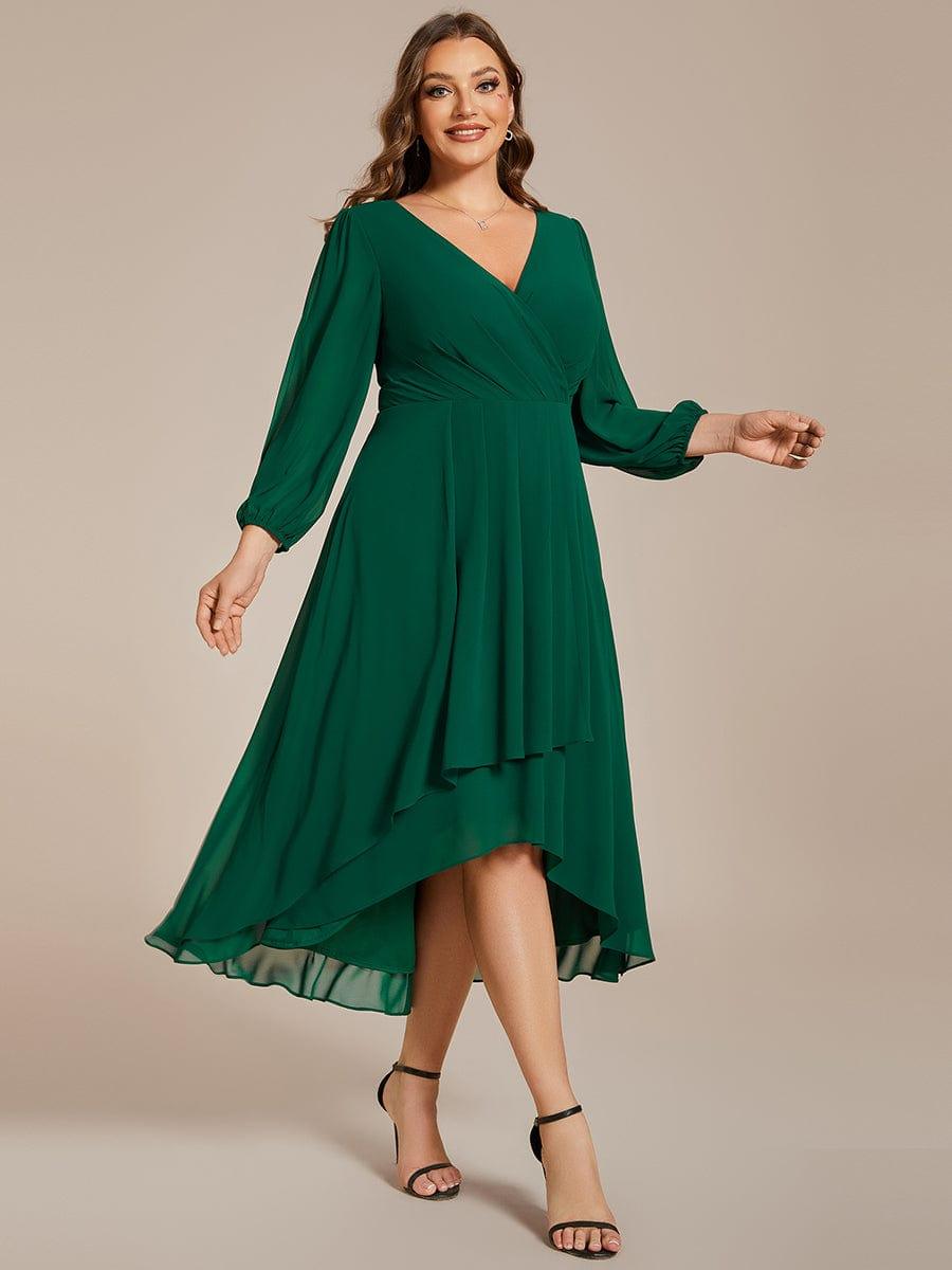 ever BRIAR|Elegant 3/4 Sleeve V-Neck High Low Chiffon Wedding Guest Dress
