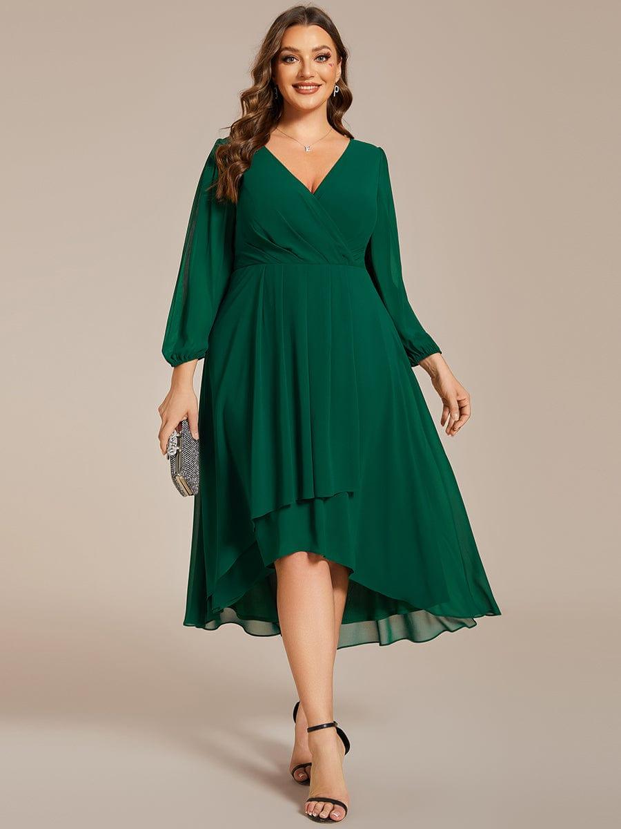 ever BRIAR|Elegant 3/4 Sleeve V-Neck High Low Chiffon Wedding Guest Dress